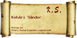 Kohári Sándor névjegykártya