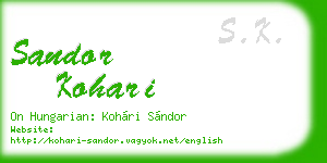 sandor kohari business card