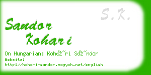 sandor kohari business card